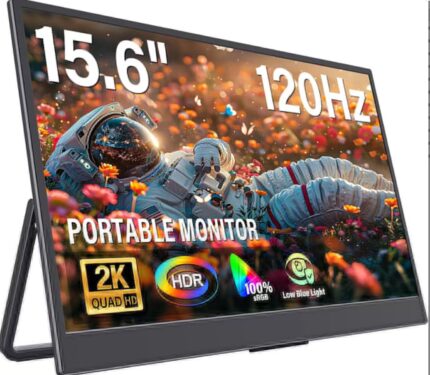 15.6" Portable Monitor 60Hz Touchscreen 1080P 10-Point Touch Screen Monitor Portable with Protective Sleeve Built-in Stand, 1200:1 HDMI USB C Travel Monitors for Laptop, PC, Phone