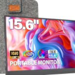 15.6" Portable Monitor 60Hz Touchscreen 1080P 10-Point Touch Screen Monitor Portable with Protective Sleeve Built-in Stand, 1200:1 HDMI USB C Travel Monitors for Laptop, PC, Phone