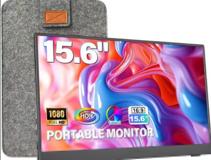 15.6" Portable Monitor 60Hz Touchscreen 1080P 10-Point Touch Screen Monitor Portable with Protective Sleeve Built-in Stand, 1200:1 HDMI USB C Travel Monitors for Laptop, PC, Phone